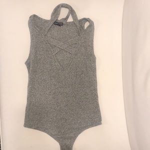 Heather gray crisscross top